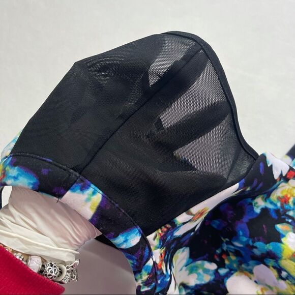 Worthington Abstract Floral Print Mesh Cap Sleeves Sheath Dress Sz 12 - Picture 14 of 15